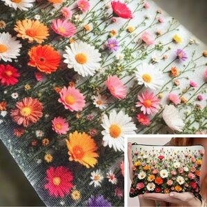Vibrant 3 D Floral Cosmetics Bag Zipper Travel Pouch